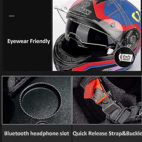 Full Face Motorcycle Helmet Modular Bluetooth Flip Up Helmet Adult Crash Helmet Moped Helmet