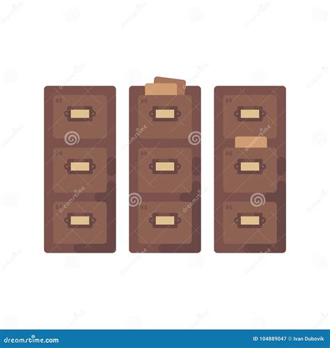 Library Card Catalog Flat Illustration Old Document Storage Stock