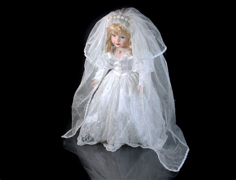 Porcelain Bride Doll Collectible Doll Stand Included Display Doll