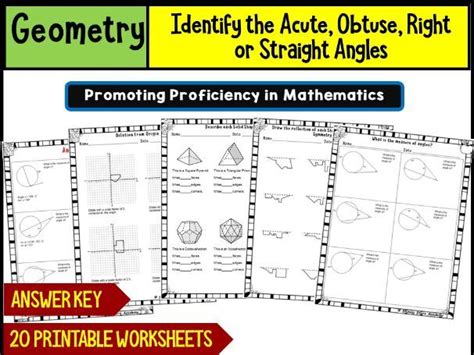 Identify The Acute Obtuse Right Or Straight Angles Worksheets Math Problems Teaching Resources