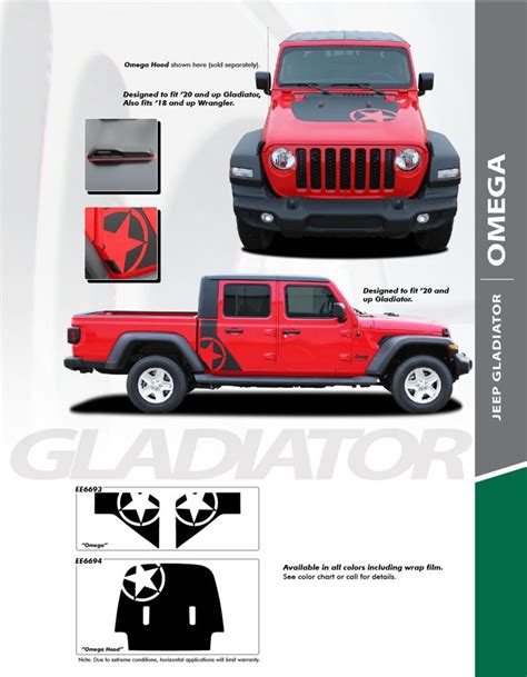 Jeep Gladiator Hood Decals Jeep Gladiator Body Stripes Omega