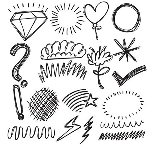 Premium Vector Set Hand Drawn Element Scribble Illustration