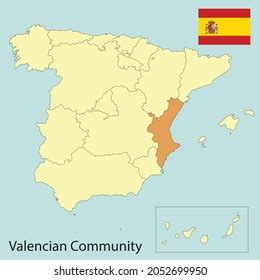 Valencian Community Spain Map Autonomus Communities Stock Vector ...