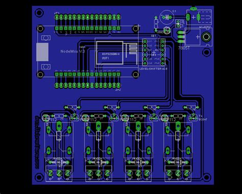 Rangkaian Pcb Nodemcu Dengan Relay Skematik Dan Board Eagle Belajar