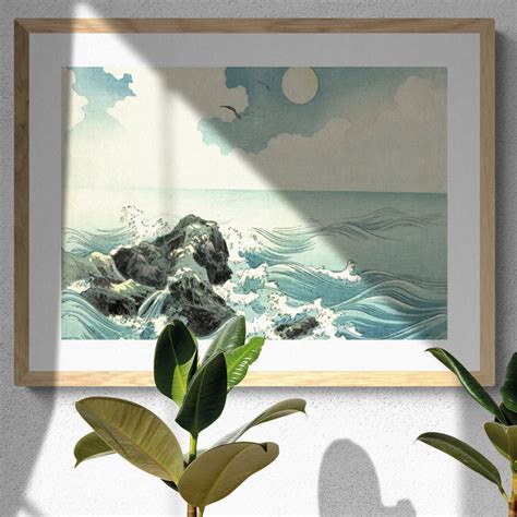 Japanese Woodblock Wave No 2: Vintage Japanese Print - Beach House Art