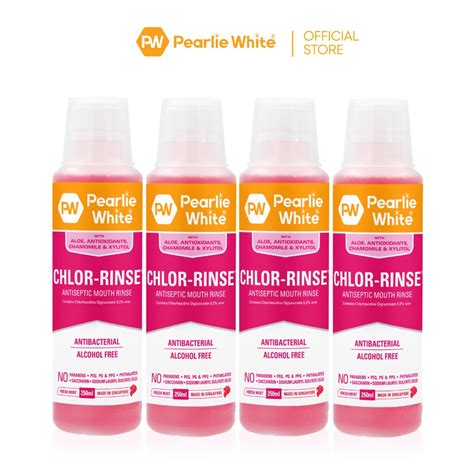 Bundle Of 4 Pearlie White Chlor Rinse Antiseptic Mouth Rinse Mouth