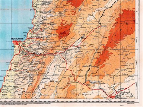 Old Lebanon Map Vintage Road Map Of Lebanon Oversized Etsy