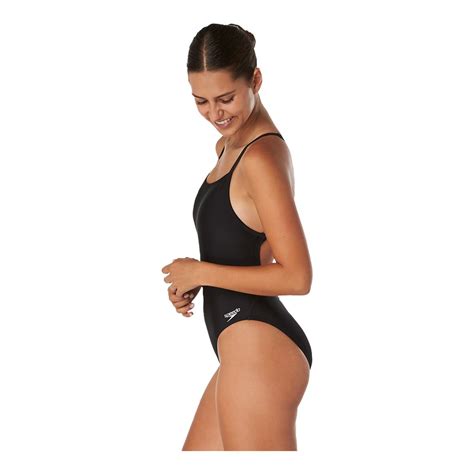 Speedo Womens Solid Relay Back One Piece Swimsuit With Shelf Bra