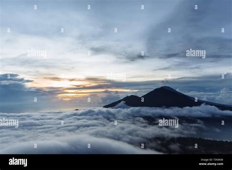 Active Indonesian Volcano Batur In The Tropical Island Bali Indonesia