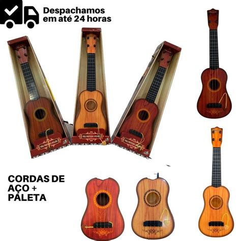 Violão Infantil Brinquedo Musical Cordas de Aço 57cm Ukulele Violão