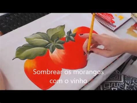 Pintura Em Tecido Morangos Por C Tia Cristina Youtube