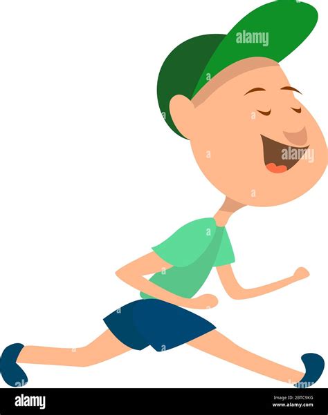 Boy Running Fast Illustration Vector On White Background Stock