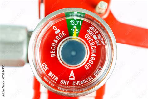 Pressure gauge for fire extinguisher isolated Stock Photo | Adobe Stock