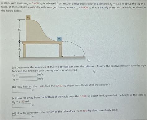 Solved A Block With Mass M1 0 450 Kg Is Released From Rest Chegg