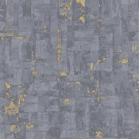 Tapete Vlies Putz Metallic Effekt Grau Gold