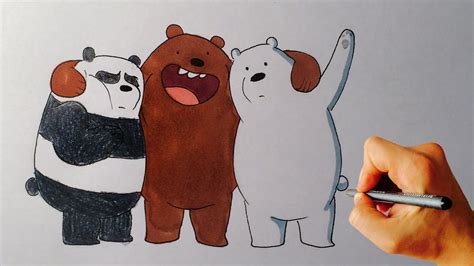 How To Draw Grizzly Panda And Ice Bear From We Bare Bears Cartoon