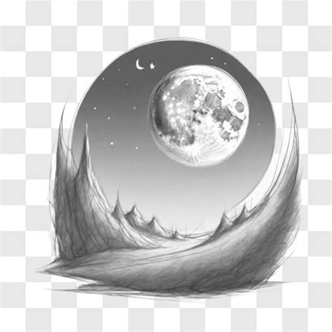 Download Black and White Drawing of the Moon in a Night Sky Sketches