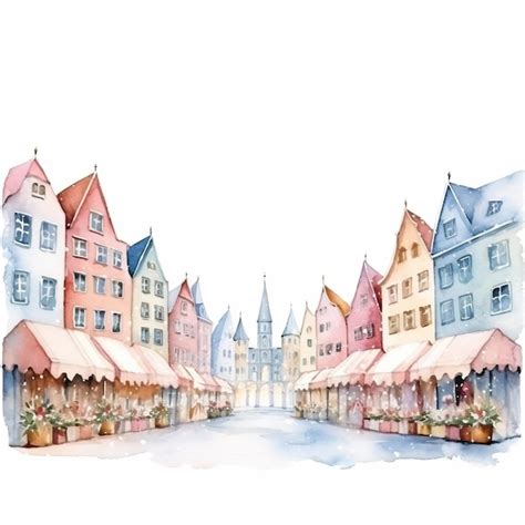 Premium Photo Watercolor Christmas Markets