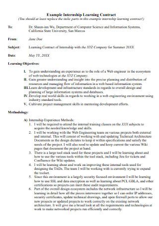 Sample Learning Contracts In Pdf Ms Word