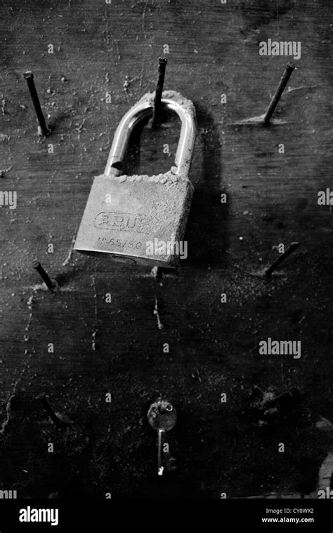 Locked secure key lock Black and White Stock Photos & Images - Alamy