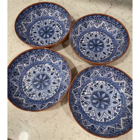 Set Tommy Bahama Melamine Blue Medallion Tile Terracotta Cereal Pasta