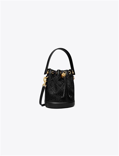 Tory Burch Mini T Monogram Bucket Bag In Black Lyst