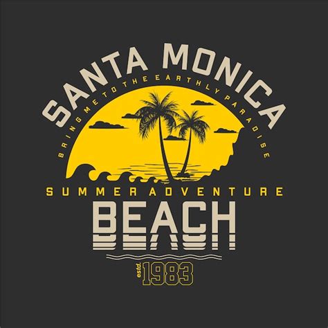 Santa Monica Strand Sommer Abenteuer Grafik Zum Sonnenuntergangsthema