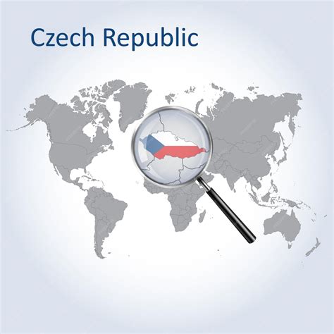 Premium Vector Magnified Map Czech Republic With The Flag Of Czech