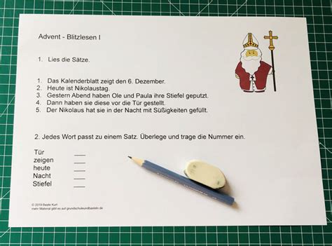 Fit in Deutsch Blitzlesen im Advent Link und Materialsammlung für