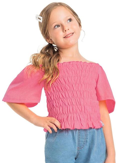 Blusa Lastex Menina Infantil Rosa Quimby