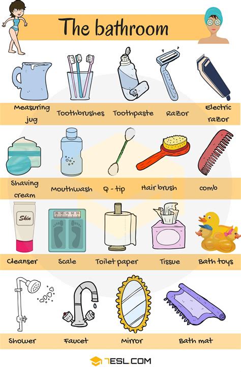 Bathroom Vocabulary Bathroom Accessories And Furniture • 7esl