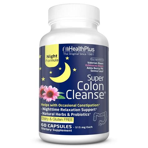 Health Plus Super Colon Cleanse Night Formula Capsules 60 Count 30 Servings