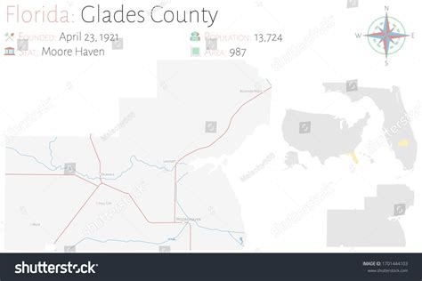 Large Detailed Map Glades County Florida Stock Vector (Royalty Free ...