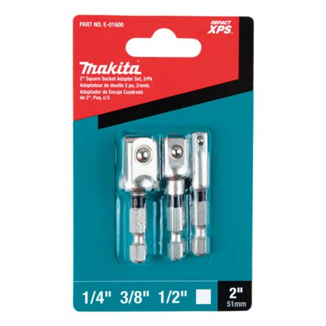 MAKITA E 01600 JUEGO 3 ADAPTADORES DE DADO CUADRADO 1 4 3 8 1 2 X2