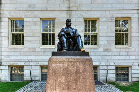 John Harvard statue in Harvard University in Cambridge, Massachusetts ...