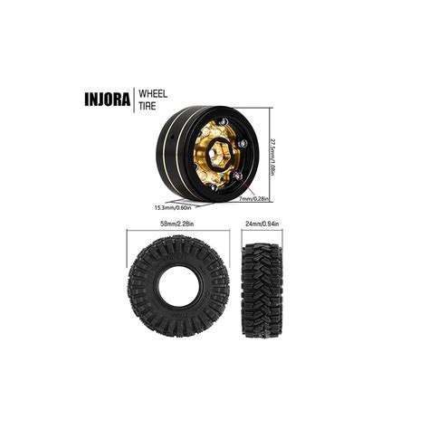 Injora Jantes Avec Pneus Beadlock Pour Crawlers Rc