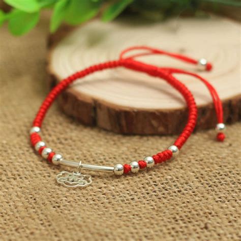 S925 Sterling Silver Beads Lucky Red Rope Shambala Bracelet Handmade