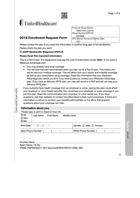 Unitedhealthcare Medicare Enrollment Form Enrollment Form