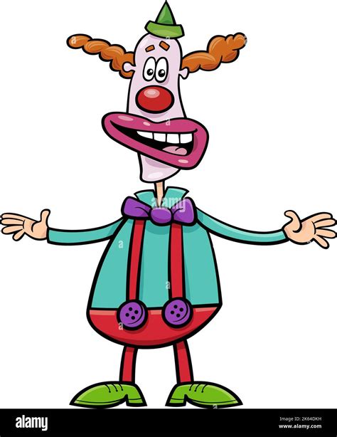 Cartoon Illustration Of Funny Clown Circus Performer Comic Character