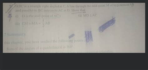 7 Abc Is A Triangle Right Angled At C A Line Through The Mid Point M O