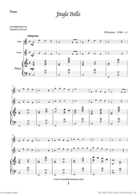 Jingle Bells For Flute Violin And Piano From Christmas Sheet Music And