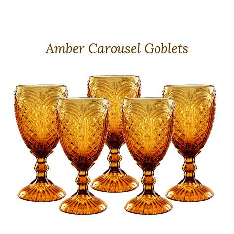 Mismatched Vintage Amber Water Goblets For Rent From Delicate Dishes — Delicate Dishes Llc