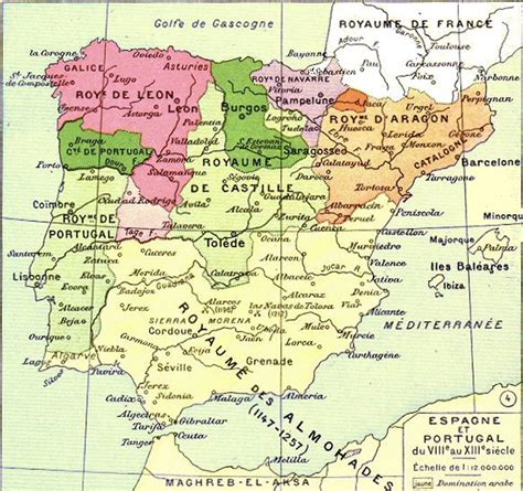 Carte De L Espagne Et Du Portugal Du VIIIe Au XIIIe S