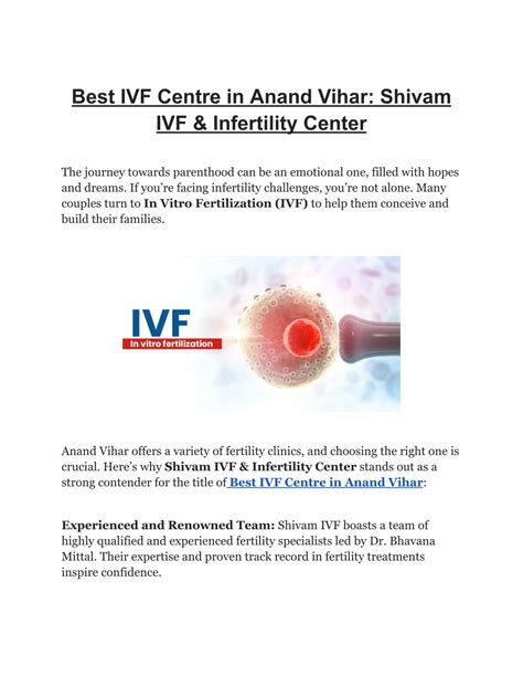 PPT Best IVF Centre In Anand Vihar Shivam IVF Infertility Center