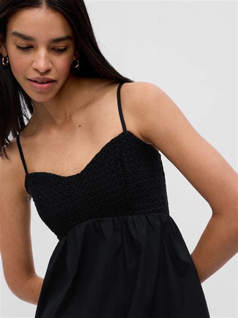 Eyelet Empire Waist Mini Dress Gap