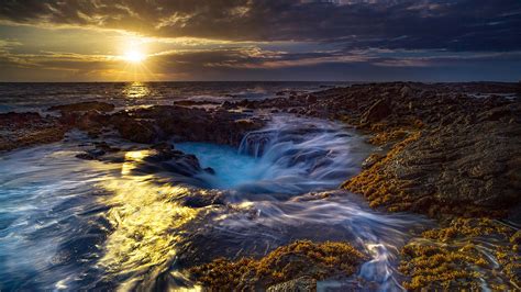 Hawaii Ocean Coast And Pacific Ocean During Sunset HD Nature Wallpapers | HD Wallpapers | ID #50943