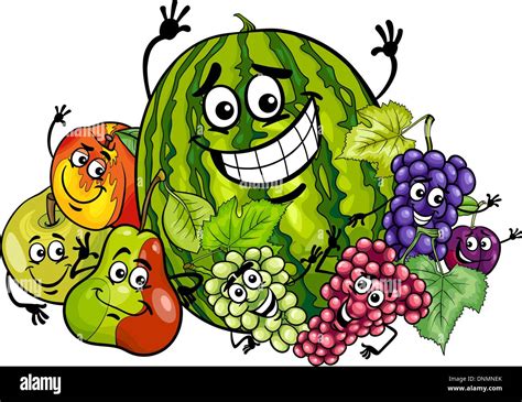 Cartoon Illustration Of Funny Fruits Food Characters Group Stock Vector Image And Art Alamy