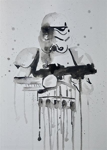 Star Wars Storm Trooper Watercolour Painting A4 Star Wars Painting