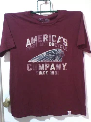 Playera Original Guinda Indian Motorcycle Para Hombre Meses sin interés