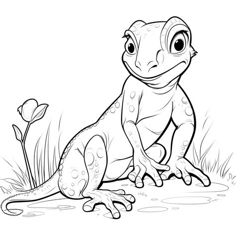 Gecko Freundet Sich Mit Einem K Fer An Happycoloring Net